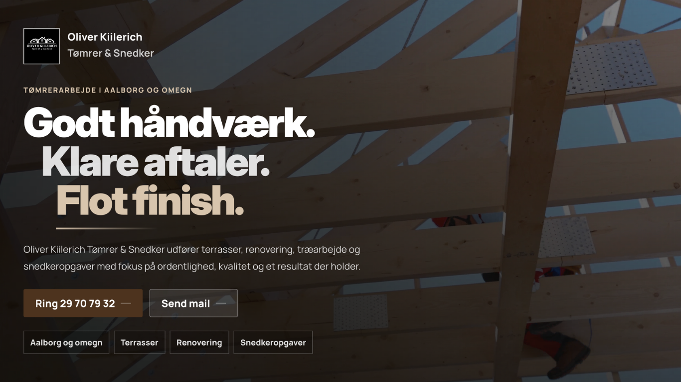 WebMed-hjemmeside til Oliver Kiilerich Tømrer og Snedker