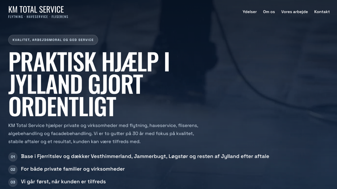WebMed-hjemmeside til KM Total Service